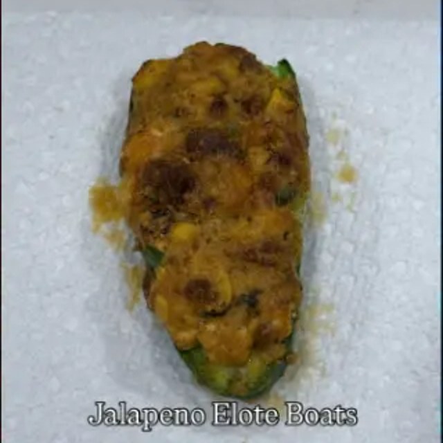 Jalapeño elote boats fresh out of the oven