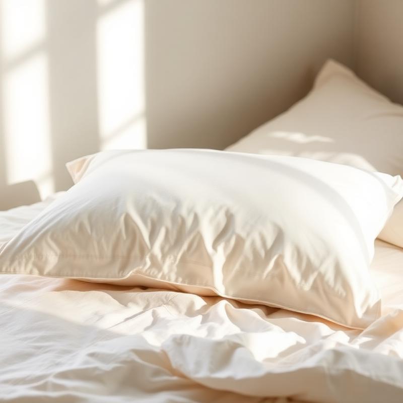 Ivory silk pillowcase on linen bedding