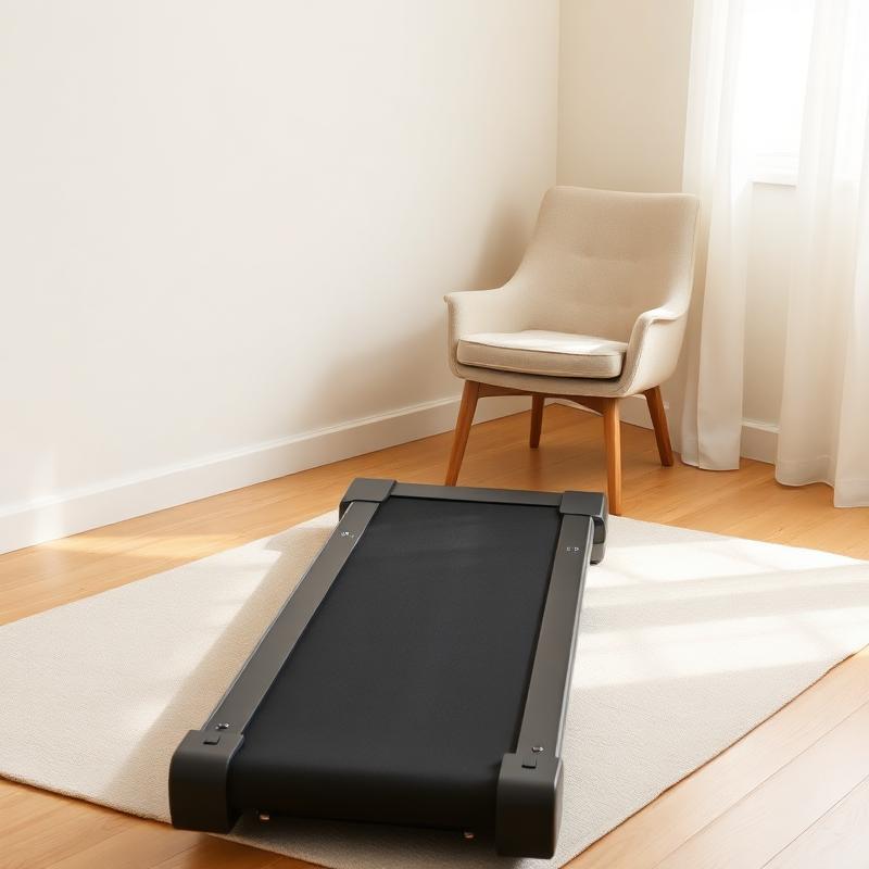Slim walking pad treadmill in a sunlit room